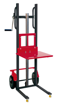 Hubgerät mit manueller Hubfunktion durch Seitenhebewinde 