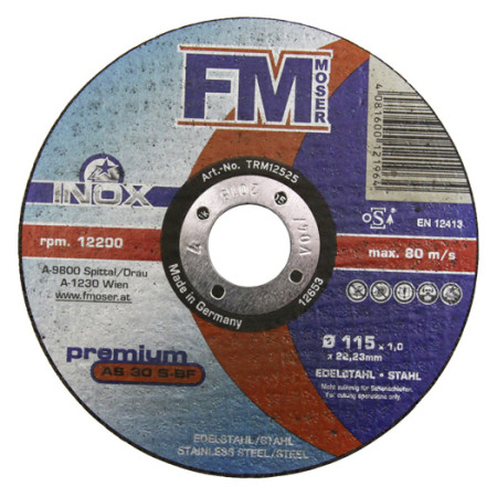 Trennscheibe MOSER Stahl/Inox 115 x 1,0 x 22,2 mm | gerade